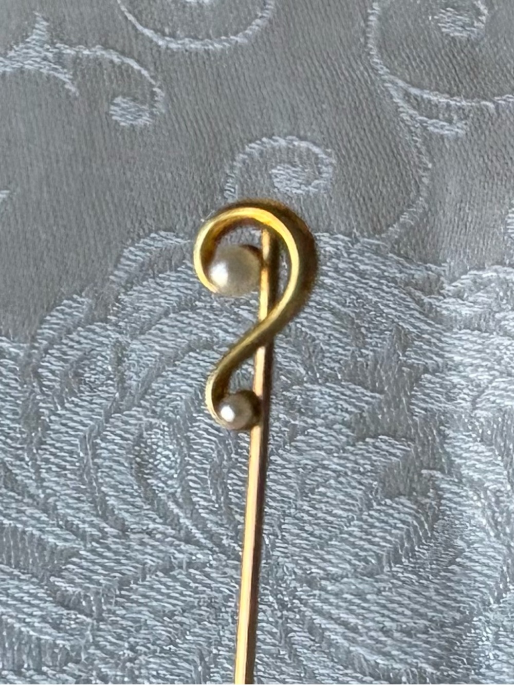 14k Gold Stick Pin With Seed Pearls